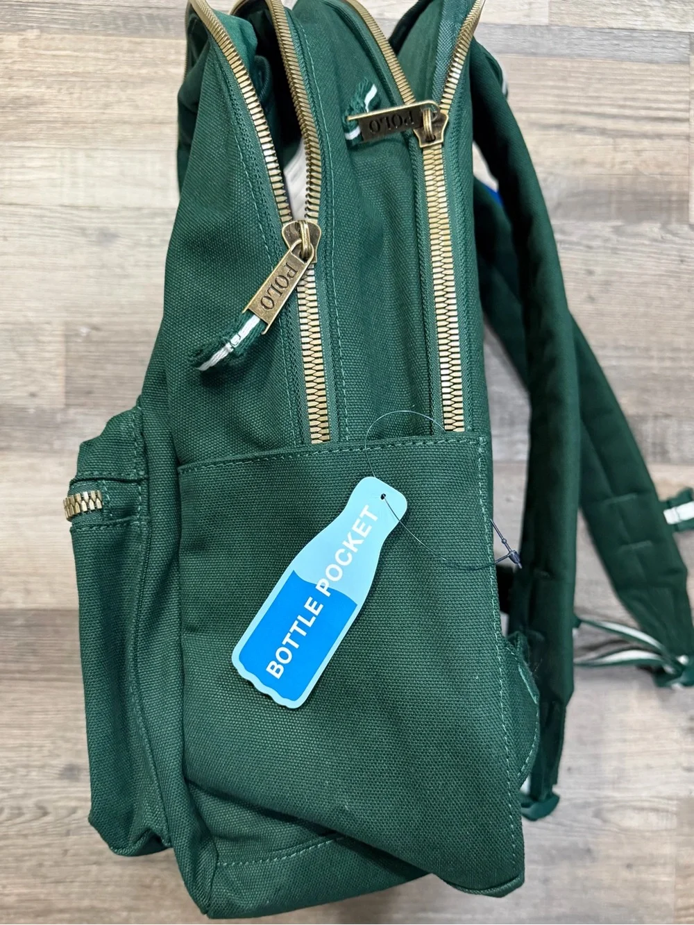 Ralph Lauren Dark Green Canvas Polo Backpack with Embroidered Patches